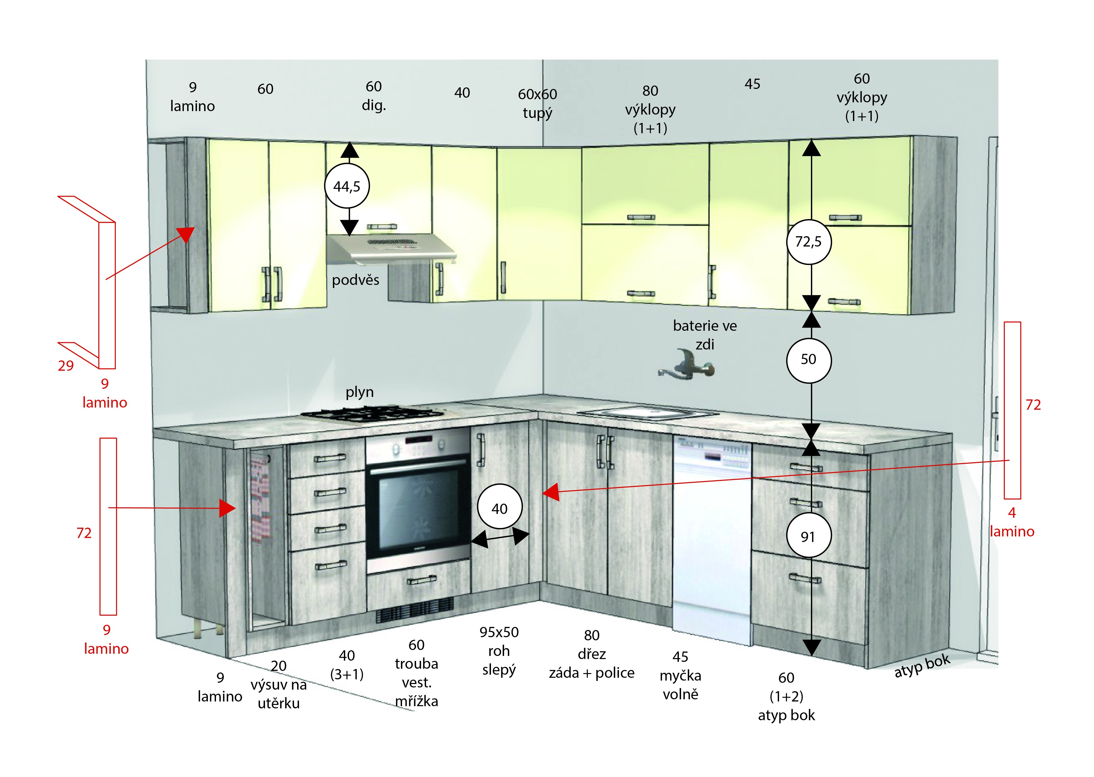 3D n�vrh kvalitn� kuchyn� Indiana